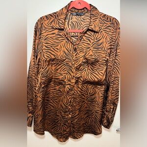 Zara Brown and Black Zebra Print Blouse